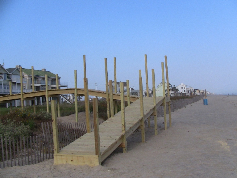 In-progress image of frames going in for a new dune walkover in Galveston, Texas. Image Copyright © 2009 Brad Larkin