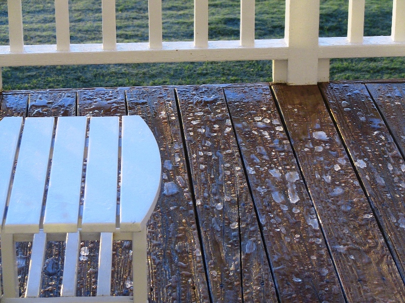 Image of ice on the deck of a Galveston beach house. Image Copyright © 2021 Brad Larkin