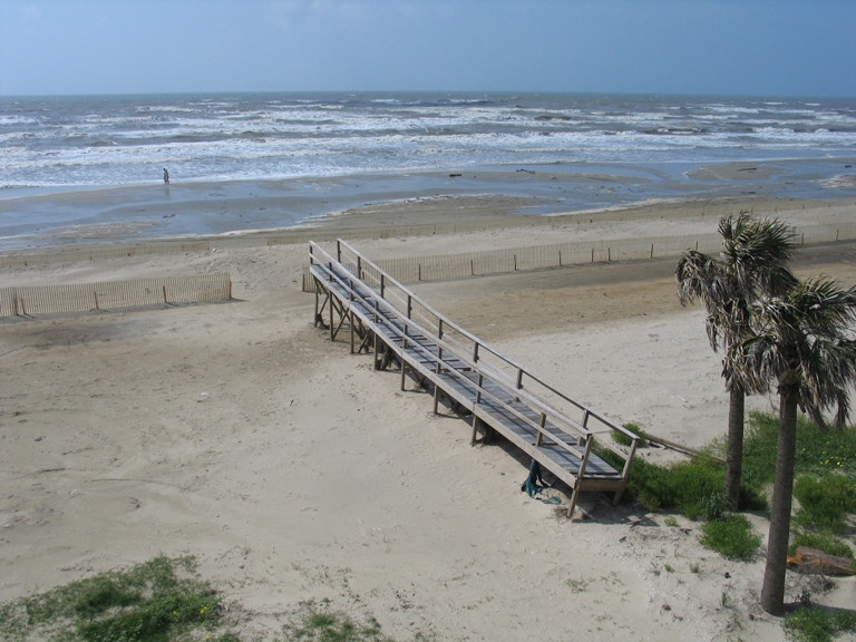 Image of remnants of a dune walkover destroyed by Hurricane Ike in 2008.  Image Copyright © 2009 Brad Larkin