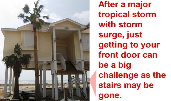 Image of entrance stairway swept away from Galveston beach house by surge from Hurricane Ike in 2008. Image Copyright © 2008 Brad Larkin