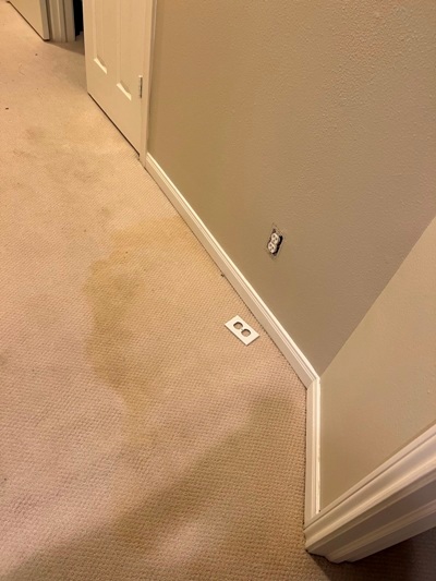 Image of water damage to carpeting from a freeze in ceiling pipes on a Galveston home.  Image Copyright © 2010 Brad Larkin